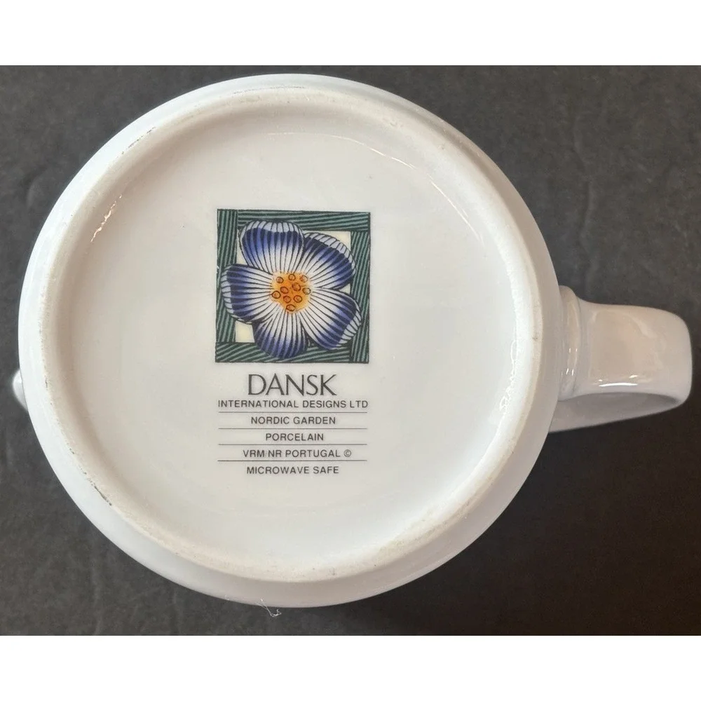 Dansk Nordic Garden Creamer Pitcher w/ Lid Ceramic Denmark Floral Lattice Design